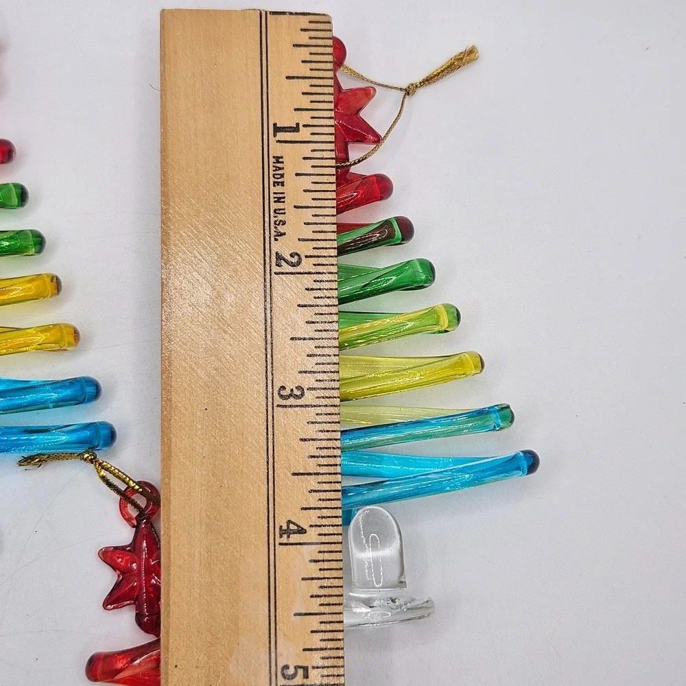 Vintage Pier 1 Glass Christmas Tree Ornaments Spiral Rainbow Tree Star Top‎ (4)